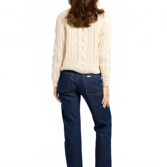 NEW MILLE rory cotton cable knit crew sweater in ivory